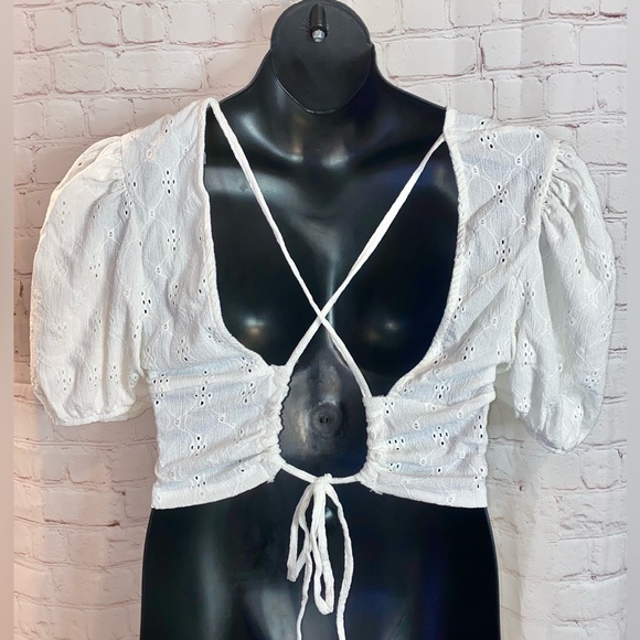 White Back Tie Blouse - Picture 2 of 2